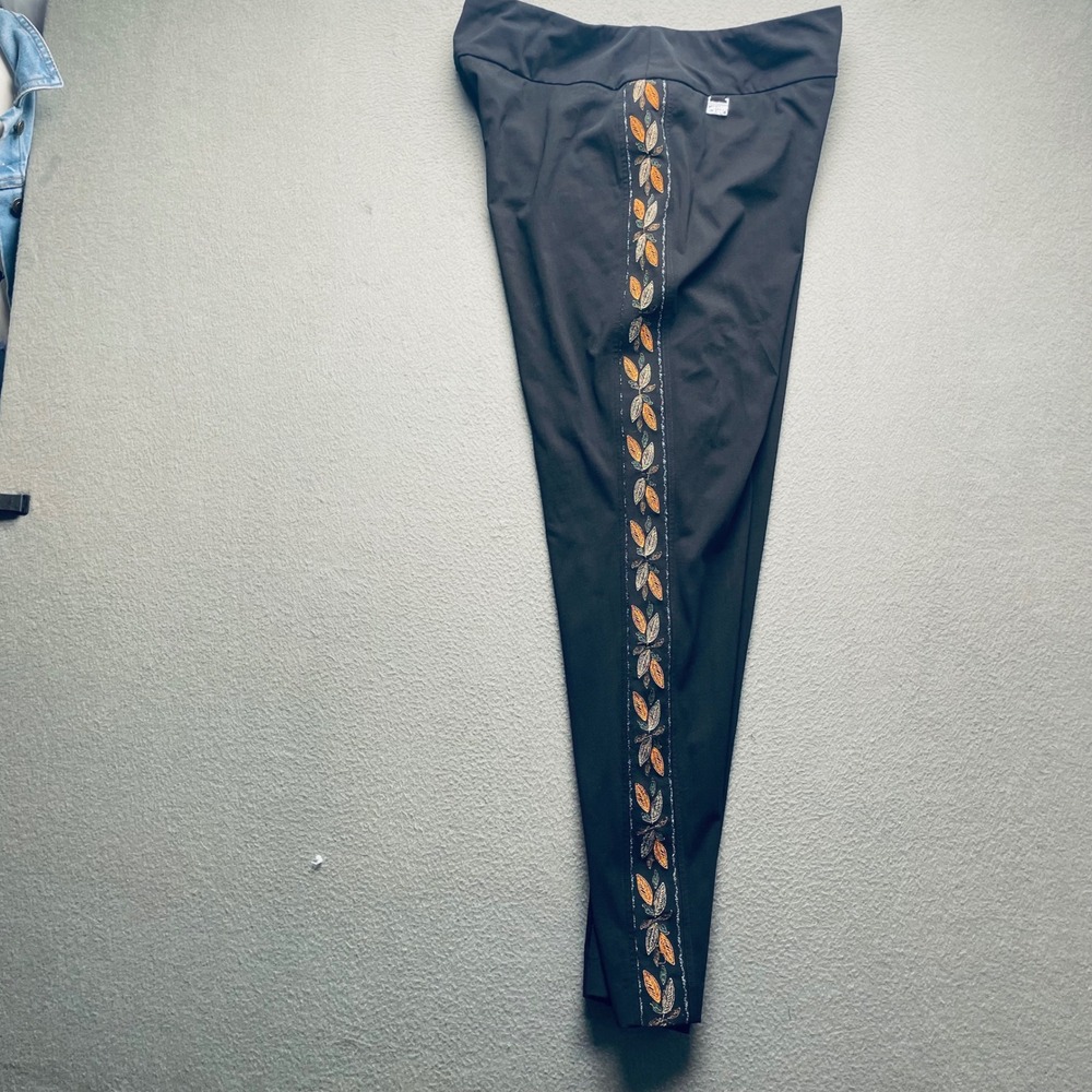 Lisette Montreal Women Pants Nylon Blend 16 Embroidered Side Stripe Slim Leg